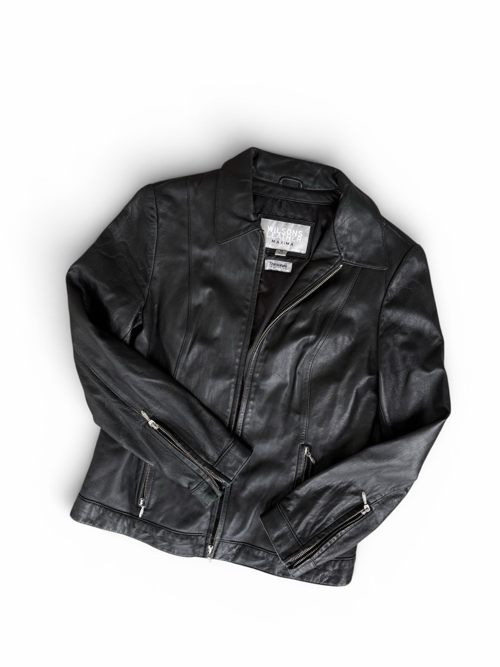 Wilsons Leather Maxima Genuine Black Leather Jacket Thinsulate Ultra Zip